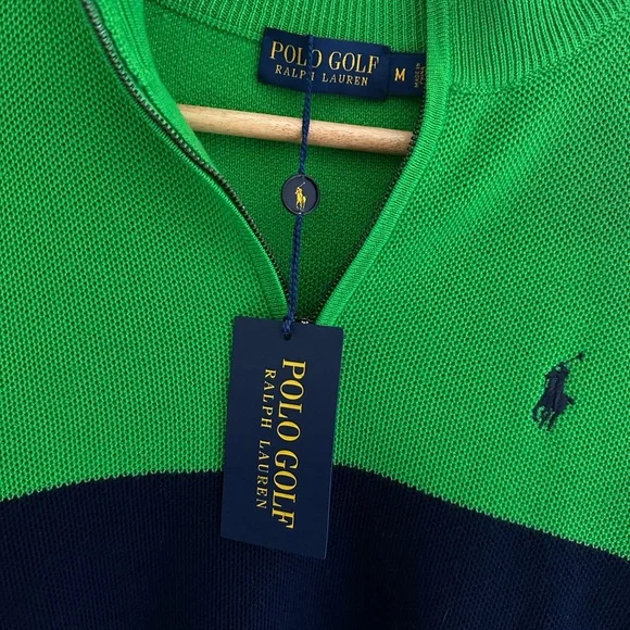 Ralph Lauren Men's Zip-Up Sweater in Green and Navy